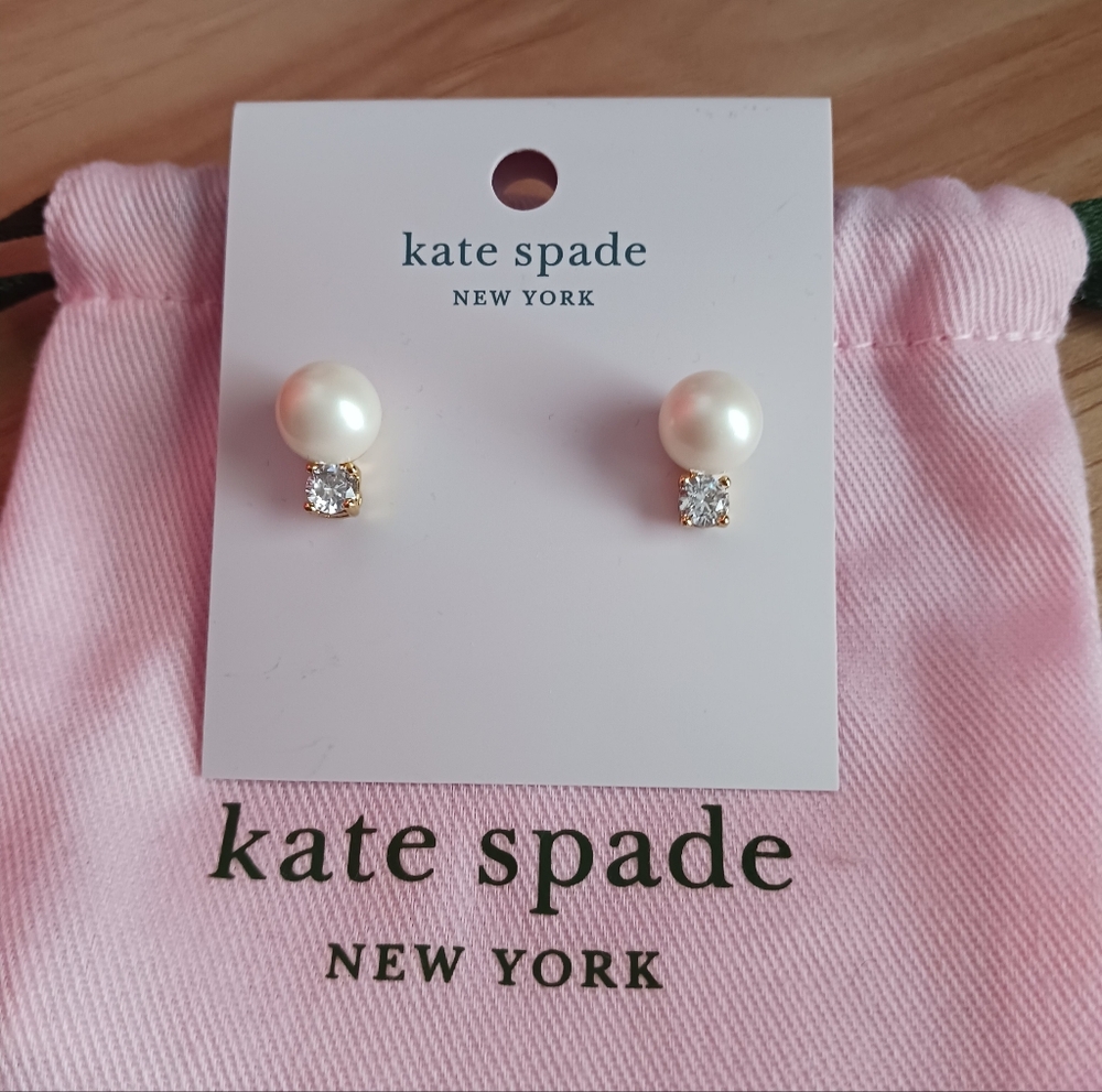 Kate Spade White Pearl and Crystal Earrings
